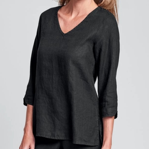 Flax Tops - Flax V Pullover Linen Top